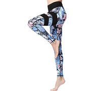 FLYILY Pantalon de yoga imprimé pour femme - Taille haute - Legging de sport - Contrôle du ventre - Collant de compression extensible à motifs, Fleur noire, XXL