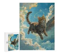Flying Angel Cat Art Print Puzzle 1000 Pièces Educa Jouet en Bois Cadeau Unique Décoration Intérieure Jeu Éducatif Challenge Toy Adultes Et Enfants À Partir De 14 Ans 500 PCS