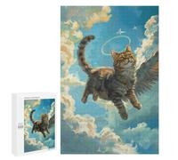 Flying Angel Cat Art Print Puzzle 1000 Pièces Educa Jouet en Bois Cadeau Unique Décoration Intérieure Jeu Éducatif Challenge Toy Adultes Et Enfants À Partir De 14 Ans 1000 PCS