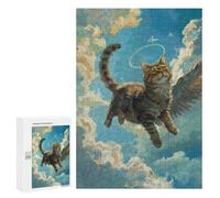 Flying Angel Cat Art Print Puzzle 1000 Pièces Educa Jouet en Bois Cadeau Unique Décoration Intérieure Jeu Éducatif Challenge Toy Adultes Et Enfants À Partir De 14 Ans 300 PCS