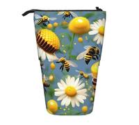 Flying Bees Daisy Honey Print Stand Etui Télescopique Crayon Sac Pop Up Crayon Pouch Pen Pouch Maquillage Cosmétique Trousse