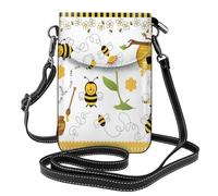 Flying Bees Daisy Honey Sac à bandoulière imprimé Miel, portefeuille en cuir à rabat, bandoulière amovible, adapté pour les voyages et le camping.
