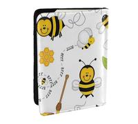 Flying Bees Étui de passeport en cuir PU imprimé miel pour homme et femme, Noir , Taille unique