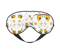 Flying Bees Masque doux pour les yeux avec imprimé marguerites et miel - Ombre de nuit élastique - Bandeau résistant à la lumière pour les yeux - Pour avion, yoga, voyage, couverture complète des yeux