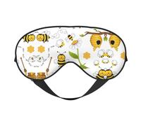 Flying Bees Masque doux pour les yeux Motif marguerites Miel - Sommeil confortable, bloque la lumière, couverture complète des yeux, idéal pour les voyages, la méditation