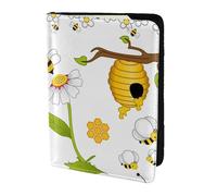 Flying Bees Porte-passeport avec motif marguerites et miel, essentiels de voyage, cartes et passeport, taille adaptée à tous les passeports standard