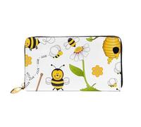 Flying Bees Portefeuille en cuir pour téléphone portable, carte de crédit et argent avec poche zippée, noir, taille unique, Noir/blanc, One Size