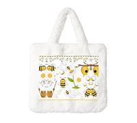 Flying Bees Sac à main en peluche pour femme Motif marguerite Miel Grande pochette porte-monnaie Portefeuille et accessoire Velcro Cadeau parfait pour femme, blanc, Taille unique