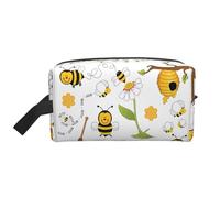 Flying Bees Sac de rangement à imprimé marguerite miel - Trousse de toilette de voyage durable, pochette de rangement portable pour maquillage et cosmétiques avec fermeture éclair, Flying Bees