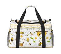 Flying Bees Sac de voyage réutilisable Motif marguerites Miel Grand sac fourre-tout réutilisable Idéal pour les activités de plein air, le sport, le camping et les courses, noir, One Size