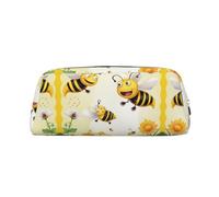 Flying Bees Trousse à crayons tridimensionnelle en cuir avec fermeture éclair Motif marguerite Miel, Argenté., Taille unique, Cartable