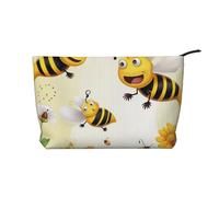 Flying Bees Trousse de maquillage élégante en velours côtelé imprimé miel pour voyage et usage quotidien, Noir , Taille unique, Trousse de maquillage