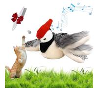 Flying Bird Cat Toy, Chirping & Flapping Wings Interactive Cat Toys (E) | USB Rechargeable Simulated Sparrow with Catnip, Kitten Exercise & Mental Health Pet Toy Gift