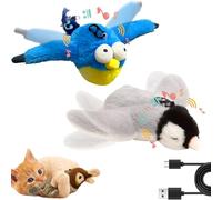 Flying Bird Jouet pour chat avec ailes battantes qui ne volent pas, jouet pour chat d'intérieur, jouet interactif pour chaton ou petit chien, activé par le toucher, rechargeable (2 pièces-C)