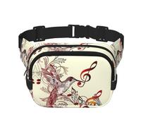Flying Bird Sac banane carré double couche avec imprimé sur toute la surface, tissu sergé durable, sac banane multi-poches pour sports de plein air, voyage