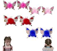 Flying Butterfly Hairpin, 3D Butterfly Hair Clip with Glittering Rhinestones and Moving Wings, Cute Hair Small Plush Clips for Girls (4PCS-A)