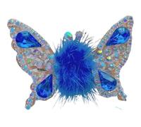 Flying Butterfly Hairpin, Flying Butterfly Hair Clips for Girls, 3D Moving Wings Hair Clips, In Motion Hairpin with Exquisite Fuzzy Ball (Blue)