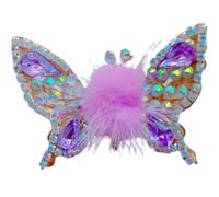 Flying Butterfly Hairpin, Flying Butterfly Hair Clips for Girls, 3D Moving Wings Hair Clips, In Motion Hairpin with Exquisite Fuzzy Ball (Purple)