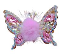 Flying Butterfly Hairpin, Flying Butterfly Hair Clips for Girls, 3D Moving Wings Hair Clips, In Motion Hairpin with Exquisite Fuzzy Ball (Pink)