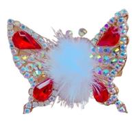 Flying Butterfly Hairpin, Flying Butterfly Hair Clips for Girls, 3D Moving Wings Hair Clips, In Motion Hairpin with Exquisite Fuzzy Ball (White)