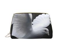 Flying Dove Petite trousse de maquillage portable en cuir avec fermeture éclair pour femme, blanc, Taille unique, Trousse de maquillage