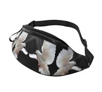 Flying Dove Sac banane pour homme et femme en polyester imprimé avec sangle réglable pour voyage, marche, sport, Noir , Taille unique