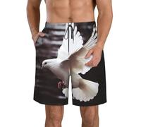Flying Dove Short de bain pour homme à séchage rapide avec poches et cordon de serrage, blanc, XX-Large
