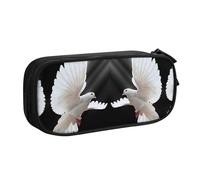 Flying Dove Trousse à crayons double couche de grande capacité pour étudiants, personnalisable en tissu polyester imprimé complet, pour l'école, le bureau, les voyages, Noir , taille unique