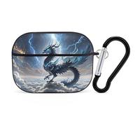 Flying Dragon Coque pour AirPod Pro, coque rigide anti-rayures en polycarbonate avec porte-clés, accessoires pour AirPod Pro 2e/1ère coque pour homme et femme, style noir
