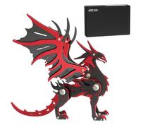 Flying Dragon Kit de modélisme mécanique 3D en métal pour adultes | Projet d'assemblage de plus de 100 pièces avec finition de couleur rouge et noire | Créature mythique à collectionner pour