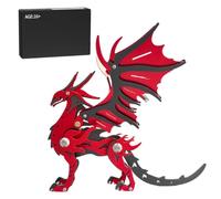 Flying Dragon Kit de modélisme mécanique 3D en métal pour adultes | Projet d'assemblage de plus de 100 pièces avec finition de couleur rouge et noire | Créature mythique à collectionner pour