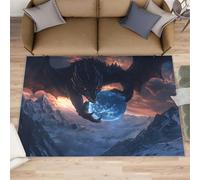 Flying Dragon Rugs Tapis de salon - Tapis de chevet géant antidérapant et lavable pour chambre à coucher, cuisine, chambre de fille et d'enfant - Noir - 120 x 170 cm
