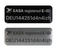 Flying Drone - Plaque d’identification pour drone 20 x 8 mm pour DJI NEO et autres modèles | En noir ou argent | Plaque en aluminium avec symbole oiseau EASA