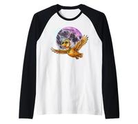Flying Duck Moon Night Bird Cute Duck Graphics Manche Raglan