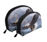 Flying Eagle Lot de 2 trousses de maquillage portables pour femme et fille Motif coquillage, blanc, Taille unique, Trousse de maquillage