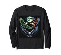 Flying Eagles sous la Lune terrestre Funny Meme Manche Longue
