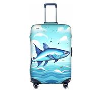 Flying Fish in The Oceans Imprimer Grande Valise Couverture Élastique avec Fermeture Éclair, Protège Bagages Pendant Voyage, blanc, S