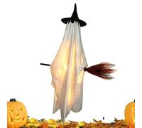 Flying Ghost Decoration | Light Up Halloween Party Prop,Flying Ghost with Hat | Ideal for Yard Patio Backyard Porch Haunted House Front Door Courtyard Lawn Garage
