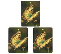 Flying Golden Butterfly Lot de 3 désodorisants carrés à suspendre pour voiture, maison, bureau, style noir