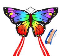 Flying Hoofer cerf-Volant Arc-en-Ciel Papillon pour Enfants et Adultes, 138 x 60 cm, Facile à Piloter pour Les débutants, idéal pour Les Vacances à la Plage, avec Une poignée de Corde de 300 m.