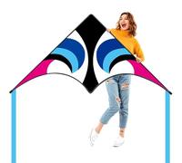 Flying Hoofer Cerf-Volant Bleu et Blanc Delta pour Enfants et Adultes, 60 x 30 Pouces, Facile à Voler, cerf-Volant de vol à Une Seule Ligne, pour et Les débutants, avec Ligne de 300 Pieds et poignée.