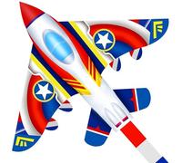 Flying Hoofer Cerf-volant d'avion de combat pour garçons facile à voler, grand cerf-volant pour enfants et tout-petits, cerf-volant simple ligne pour la plage, il est livré avec poignée dragon de 300