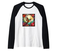 Flying Hummingbird with Colorful Feathers Cute Wild Flower Manche Raglan