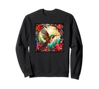 Flying Hummingbird with Colorful Feathers Cute Wild Flower Sweatshirt