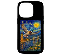 Flying Immigrant Mallard Duck in The Starry Night Painting Coque pour iPhone 14 Pro