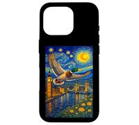 Flying Immigrant Mallard Duck in The Starry Night Painting Coque pour iPhone 16 Pro