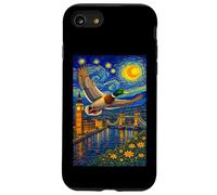 Flying Immigrant Mallard Duck in The Starry Night Painting Coque pour iPhone SE (2020) / 7/8