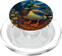 Flying Immigrant Mallard Duck in The Starry Night Painting PopSockets PopGrip pour MagSafe
