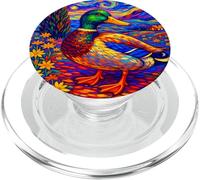 Flying Immigrant Mallard Duck in The Starry Night Painting PopSockets PopGrip pour MagSafe