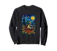 Flying Immigrant Mallard Duck in The Starry Night Painting Sweatshirt
